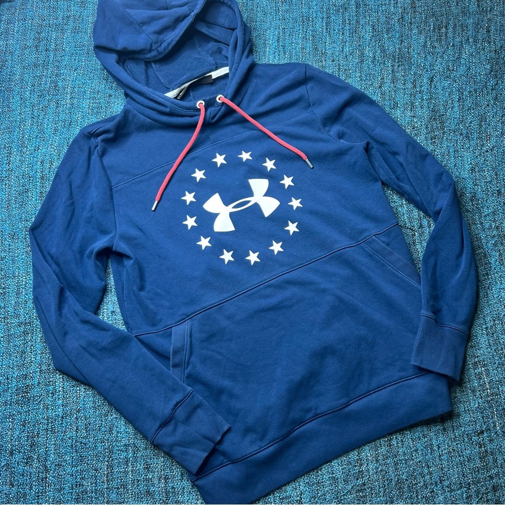 Under Armour Star Logo Pullover Hoodie in Blue Pink